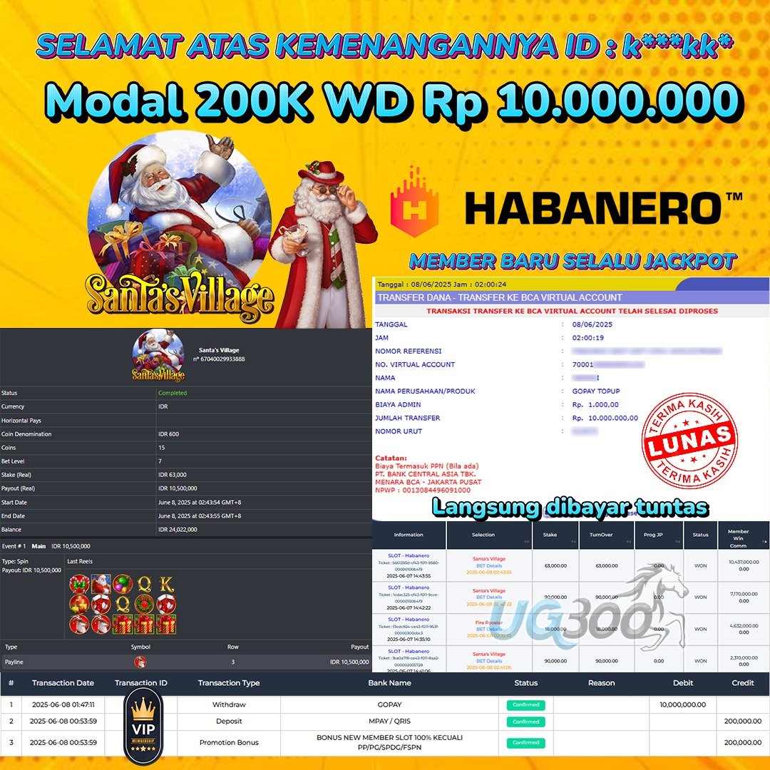 UG300 JACKPOT SANTA'S VILLAGE Rp.10,000,000- DIBAYAR TUNTAS